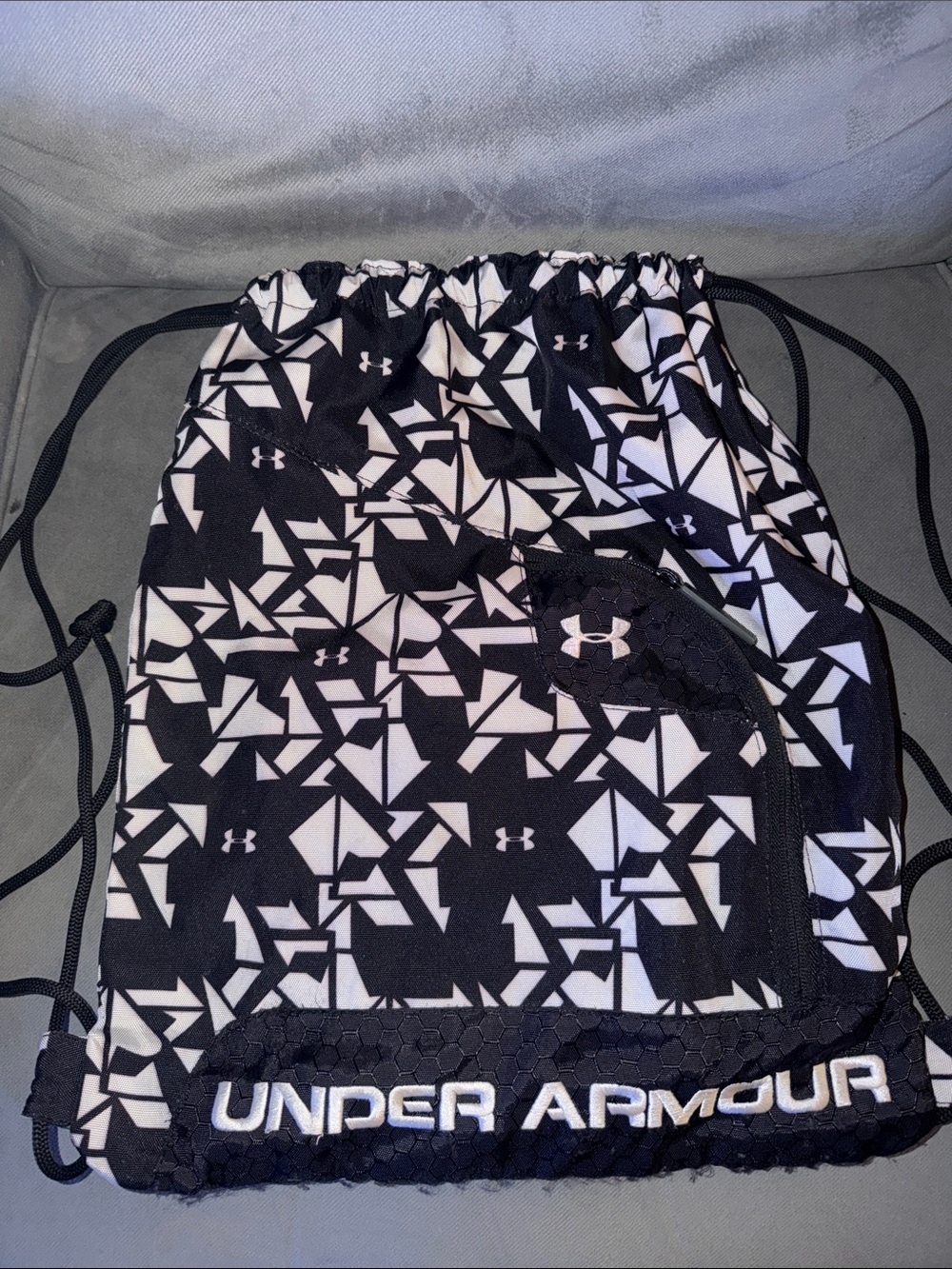 Under Armour Black & White Geometric Drawstring Backpack